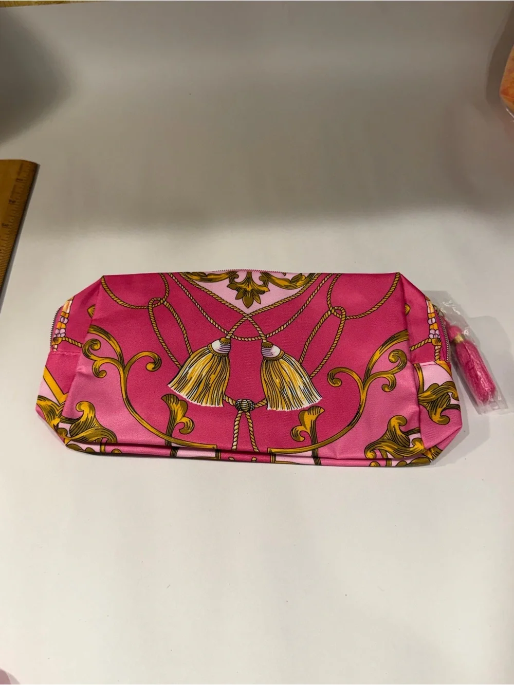 Estée Lauder Pink Printed Tassel Cosmetic Clutch - Women Bags new